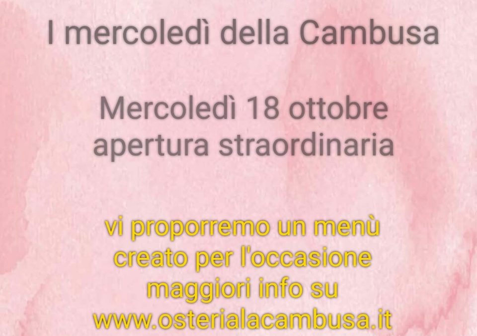 I MERCOLEDI DELLA CAMBUSA