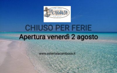 CHIUSURA ESTIVA